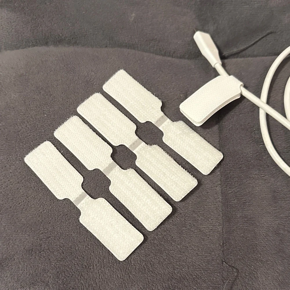 White Cable Management Velcro Clips Labels
